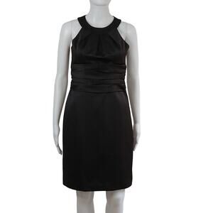 David's Bridal Black Satin Knee Length Cocktail Dress Size 2